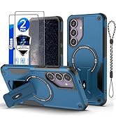 for Samsung S24 Plus&amp;S25 Plus case[Compatible with MagSafe][with 2 * 9H Fingerprint Unlock Glass ...