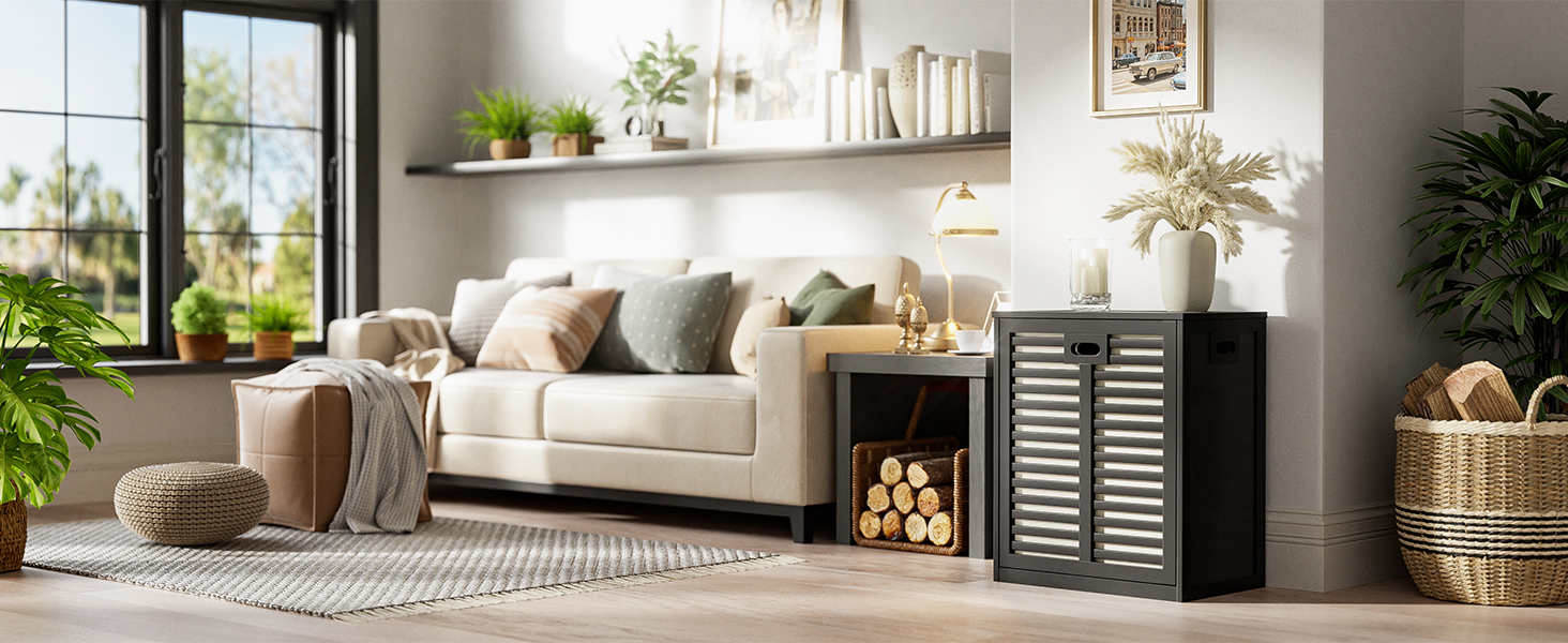 living room bamboo laundry hamper cabinet