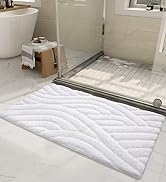 Color G White Large Bathroom Rugs Absorbent Bath Mat for Shower, 24”x36” Non Slip Bath Rugs for B...