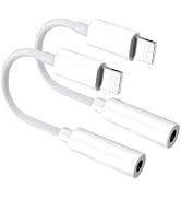 [Apple MFi Certified] 2 Pack Lightning to 3.5mm Aux Audio Adapter, Headphone Jack Converter Dongl...