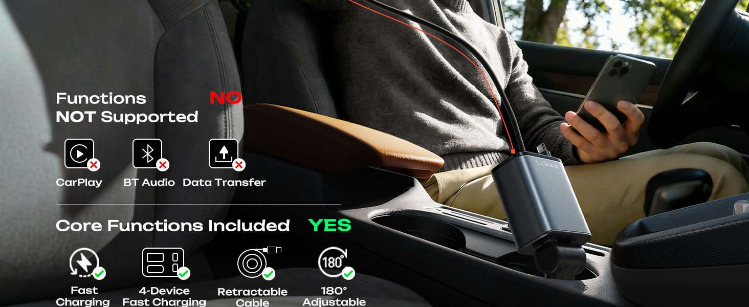 Retractable Car Charger USB C