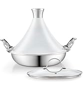 Cooks Standard Moroccan Tagine Pot 3.6 Qt, 11 Inch Multi-Ply Clad Stainless Steel Pan with Dual H...
