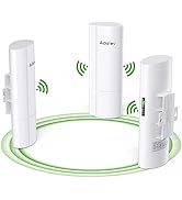 3PCS Wireless Bridge Kit, Gigabit Point to 2 Point Outdoor WiFi Bridges for Wireless Network Expa...