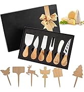 BUVLIVU Exquisite 6-Piece Cheese Knife Set- Stainless Steel Cheese Knife Set for Charcuterie Boar...