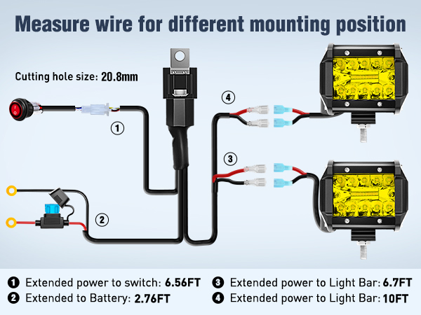 4 Inch 60W Yellow LED Pods with Wiring Harness kit