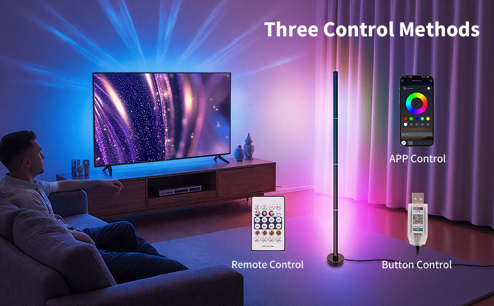 Corner Floor Lamp, Smart RGB LED Corner Lamp with App and Remote Control