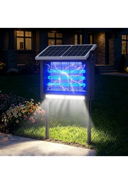 Solar Bug Zapper Outdoor 4500V UV Mosquito Killer for Yard Garden Camping | Smart Light Sensor, U...