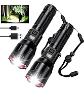 Rechargeable Flashlights High Lumens 990,000L (2Packs), Super Bright LED Flashlight, 3 Modes Powe...