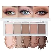 5 Colors Matte Nude Eyeshadow Makeup Palette, Nude Pink Brown Taupe Neutral Matte Smokey Cream Mi...