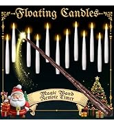 NURADA Floating Candles for Christmas Decorations - LED Hanging Flameless Taper Candles with Magi...