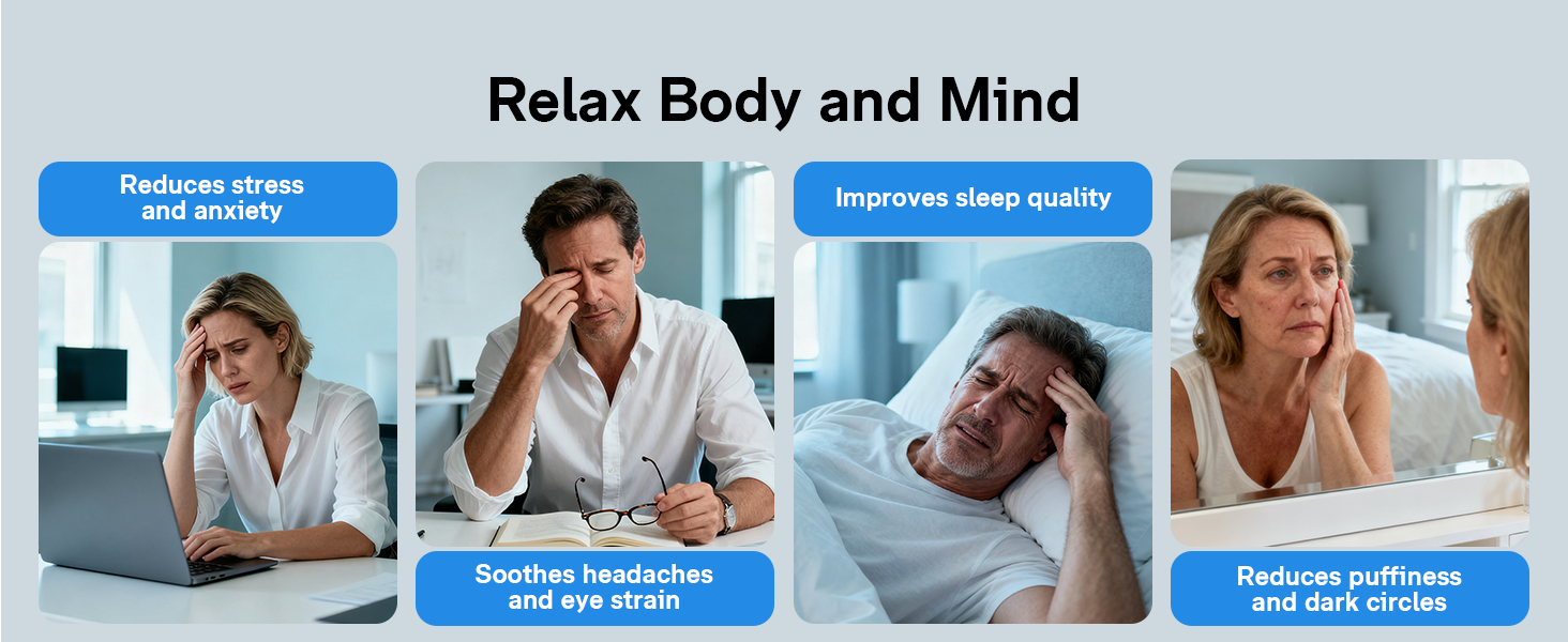 Heated Eye Mask for Migraines Relief, Reduce Strain, Headache Relief and Improve Sleep