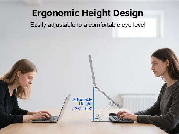 Adjustable laptop stand raises screen height for better posture and reduced neck strain