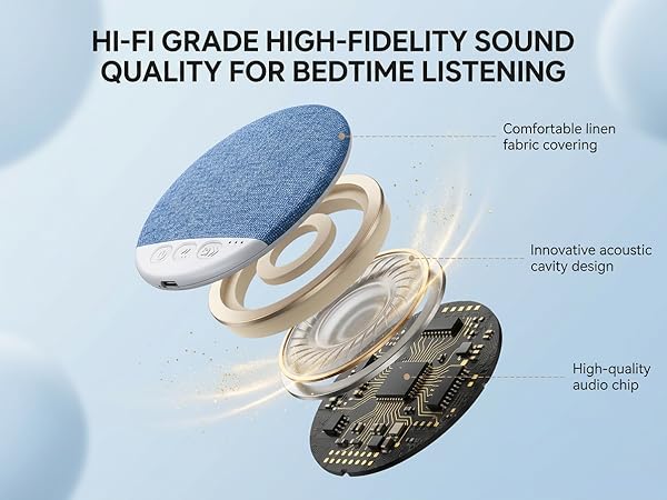 Ultra-Thin Bluetooth Pillow Speaker with White Noise Timer Wireless Sleep Aid