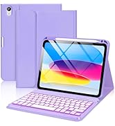 aMZCaSE for iPad 10th Generation Case with Keyboard 10.9 Inch(2022),7 Colors Backlight Keyboard C...