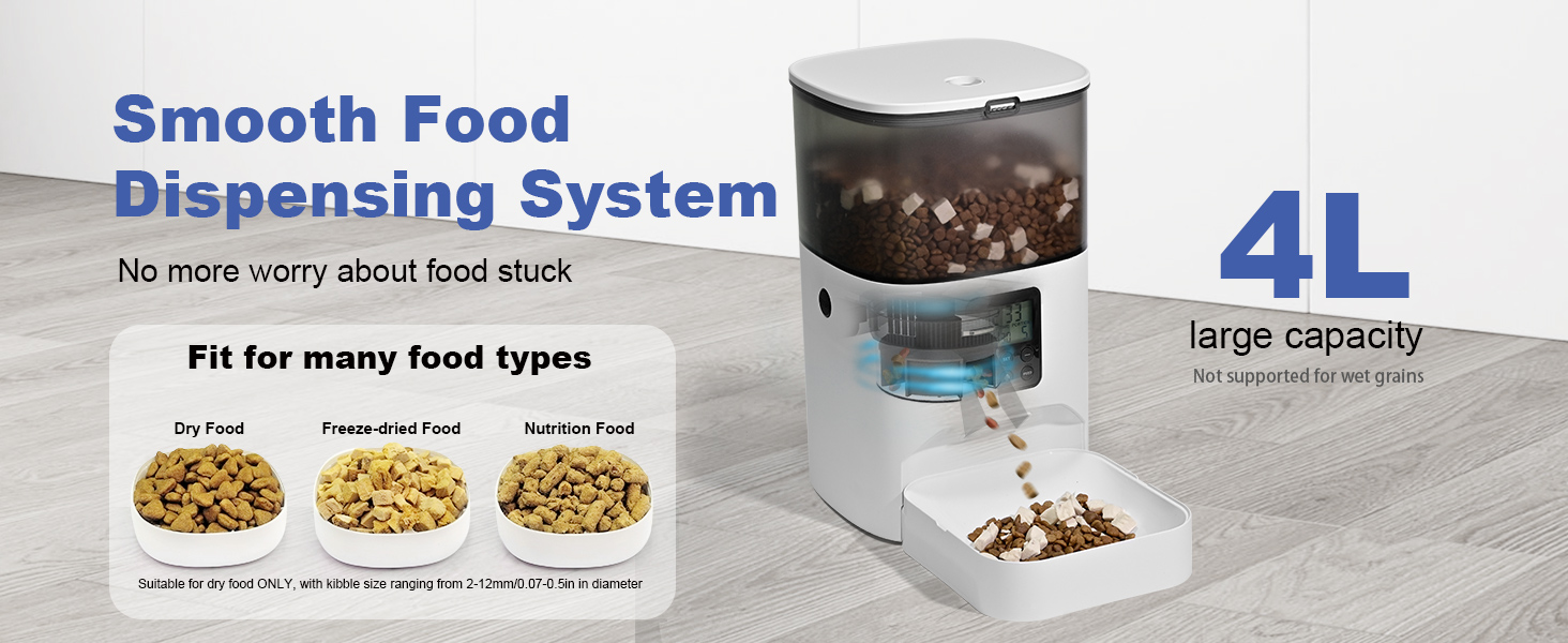 automatic cat feeder with smooth food dispensing system