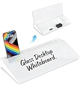 Glass Desktop Whiteboard with Storage15.8×7”, Desk Dry Erase Note Board, Compact Desk Organizer f...