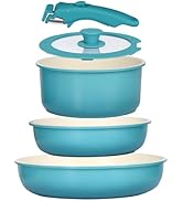 5pcs Pots and Pans Set Non Stick, Nonstick Cookware Set Detachable Handle, Ceramic Pots for ...
