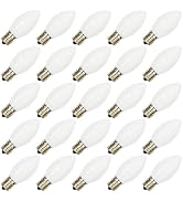 SUNSGNE C9 LED Replacement White Christmas Light Bulbs, 25 Pack C9 Plastic LED Christmas Bulbs fo...
