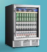 EUHOMY 24 inch Beverage Refrigerator, 118 Cans &amp; 18 Bottles Beverage Cooler Built-in or Freestand...