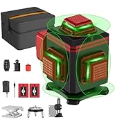 Laser Level 16 Lines 360 Self Leveling Green Cross laser Line tool with vertical and horizontal l...