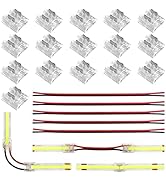 JACKYLED 8mm 2Pin FCOB COB LED Light Strip Connectors Kit, 16pcs Transparent Connectors & 5pcs 15...