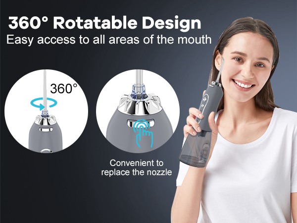 water dental flosser with Rotabtable nozzles