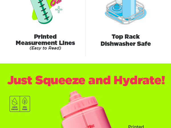 Hydra Cup Sport 32 oz Squeeze Water Bottles