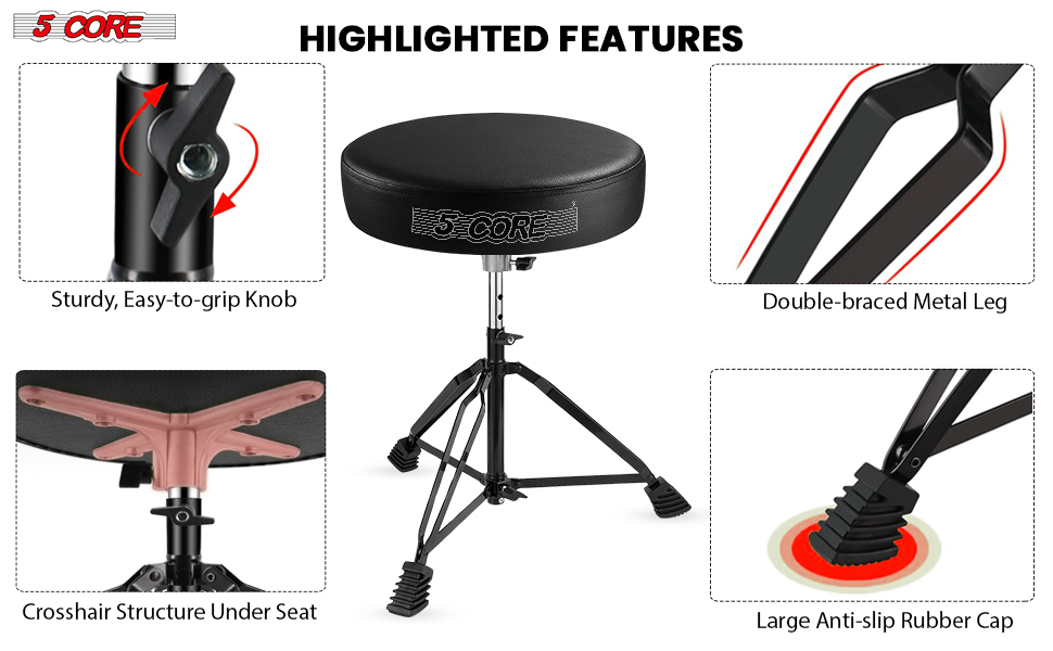 Drum Throne Padded Guitar Stool Music Chair for Adults and Kids