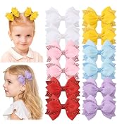 Hair Bows For Girls,Choicbaby 12pcs Toddler Hair Bows 4" Sequin Ribbon Baby Girl Bows With Alliga...