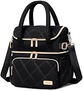 Weitars Lunch Bag for Women Men,Double Deck Lunch Box for Women,Quilted Lunch Tote for Work,Insul...