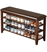 Shoe Rack Bench Entryway Storage with Leather Cushion, Shoe Organizer Bench for Entryway, Ideal f...