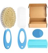 Baby Hair Brush and Comb Set, 4Pcs Baby Soft Bristles Hairbrush Cradle Cap Brush Hair Comb for Ne...