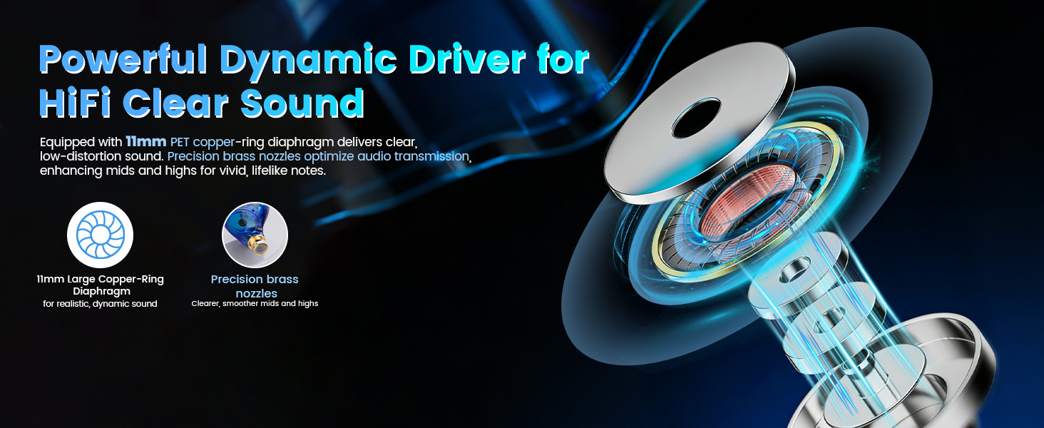 Wired Gaming Earbuds with Mic, 11mm Dynamic Driver HiFi in Ear Monitors for Musician Game PC Laptop