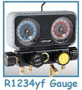 Lichamp AC R1234YF R134A Gauge Set, Automotive 4 Valve Manifold Gauge Compatible with R1234YF R13...