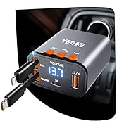 Bluetooth Car Adapter with Retractable Charger,[Upgrade] Bluetooth 5.4 FM Transmitter for Cars, 4...