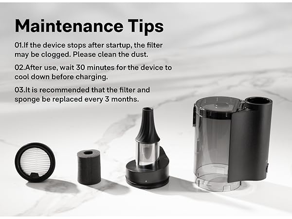 If the unit stops shortly after starting, clean the dust cup and filters to maintain airflow. 