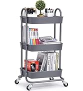 TOOLF Utility Rolling Cart with Lockable Wheels, Versatile Storage Organizer, Organizer Trolley w...