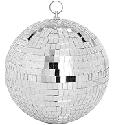 DJBoomy 8 Inch Hanging Mirror Disco Ball: Silver Disco Balls Decorations Mirror Ball with Hanging...