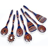 Wooden Spoons for Cooking, 7 Pcs Pakkawood Wooden Kitchen Utensil Set Includes Spatula, Corner Sp...