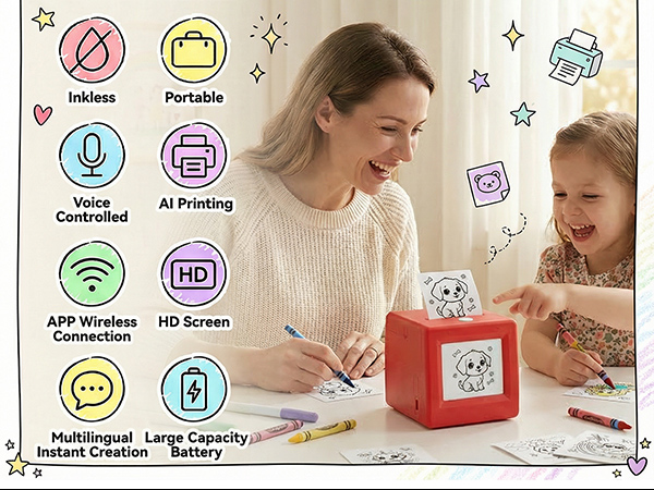AI Mini Sticker Printer for Kids