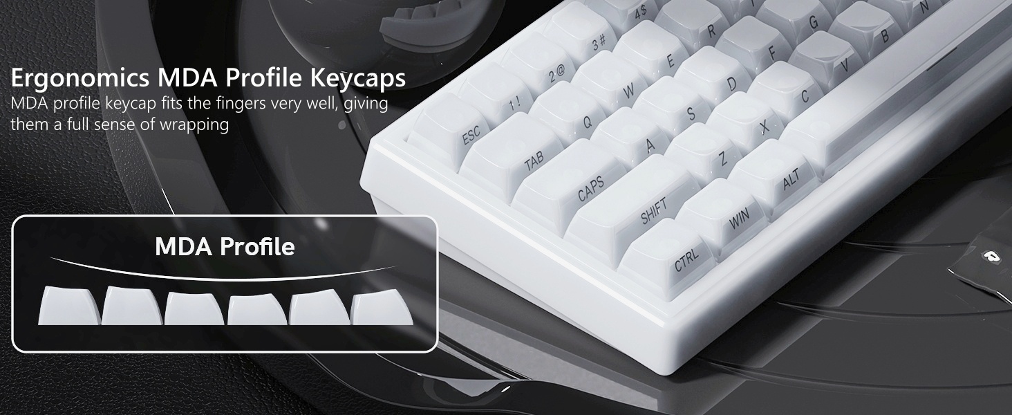 Keyboard Keycaps Jelly - Ceramic Keycaps 75%, Clear White Key Cap, Transparent Side Printed