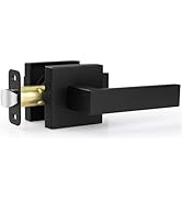 Estmoon 1 Pack Passage Door Handle Matte Black Door Lever, Interior Door Knob Square Heavy Duty N...