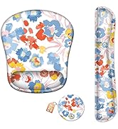 Larger Mouse Pad with Wrist Support,Non-Slip Rubber Base Keyboard Mouse Mat Set,Surface Soft &amp; Re...
