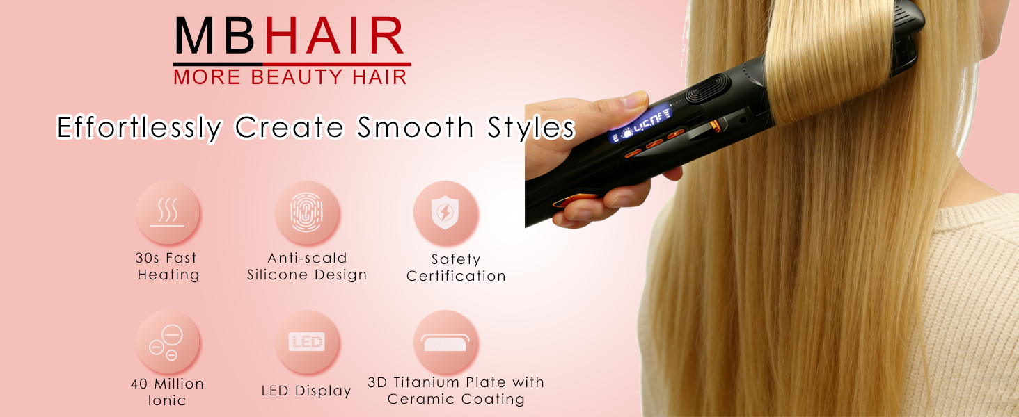Women’s Negative Ion Hair Straightener Flat Iron,Plancha de Cabello for Daily Use