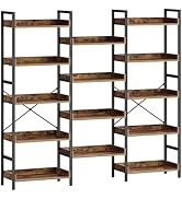 Rolanstar Bookshelf 5 Tiers, Triple Bookcase with Open Display Shelves, Industrial Wide Bookshelf...