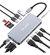 Falwedi Triple Monitor USB C Docking Station, Dual HDMI &amp; VGA Adapter, PD3.0, Ethernet, SD TF Car...