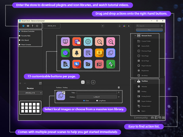 Stream Controller, Stream Deck with 15 Macro Keys Customizable, Gaming Macro Keypad