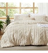 Bedsure Tufted Boho Comforter Set Queen Size - Beige Boho Bed Set, GentleSoft™ 3 Pieces Farmhouse...