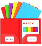 SUNQEBO Folders with Pockets (6 Pack Assorted Rainbow Colors), 2 Pocket Folders for Letter Size D...