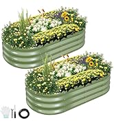 Permade Galvanized Raised Garden Bed Outdoor- 2 Pcs Raised Beds for Gardening| Metal Planter Box,...